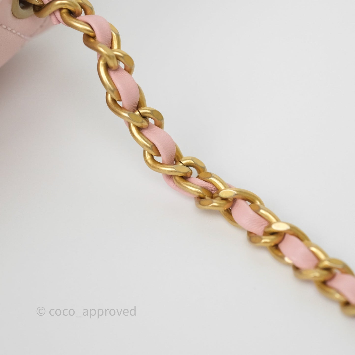 Chanel Pearl Crush Mini Square Quilted Light Pink Lambskin Aged Gold Hardware