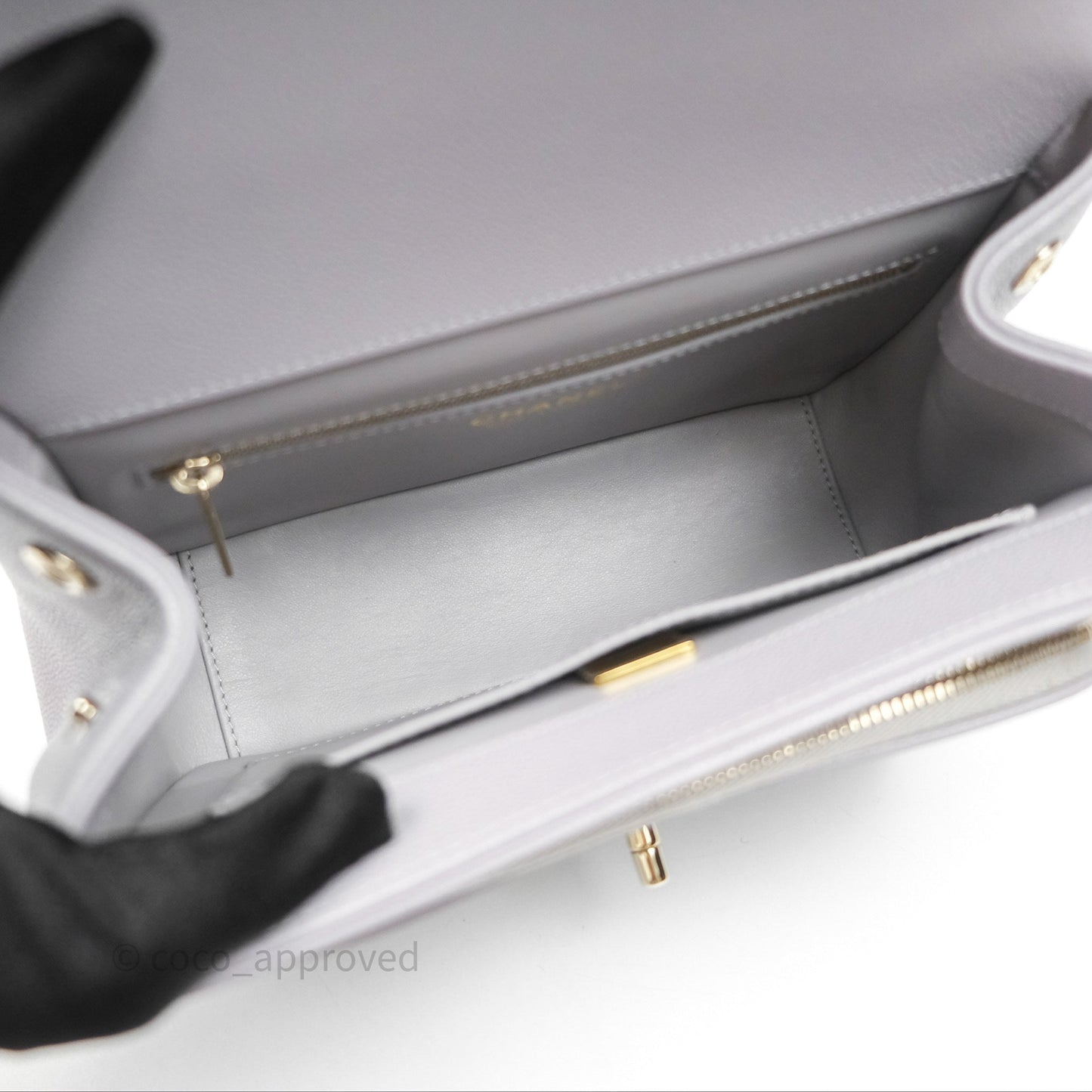 Chanel Quilted Medium Business Affinity Flap Light Grey Caviar Gold Hardware