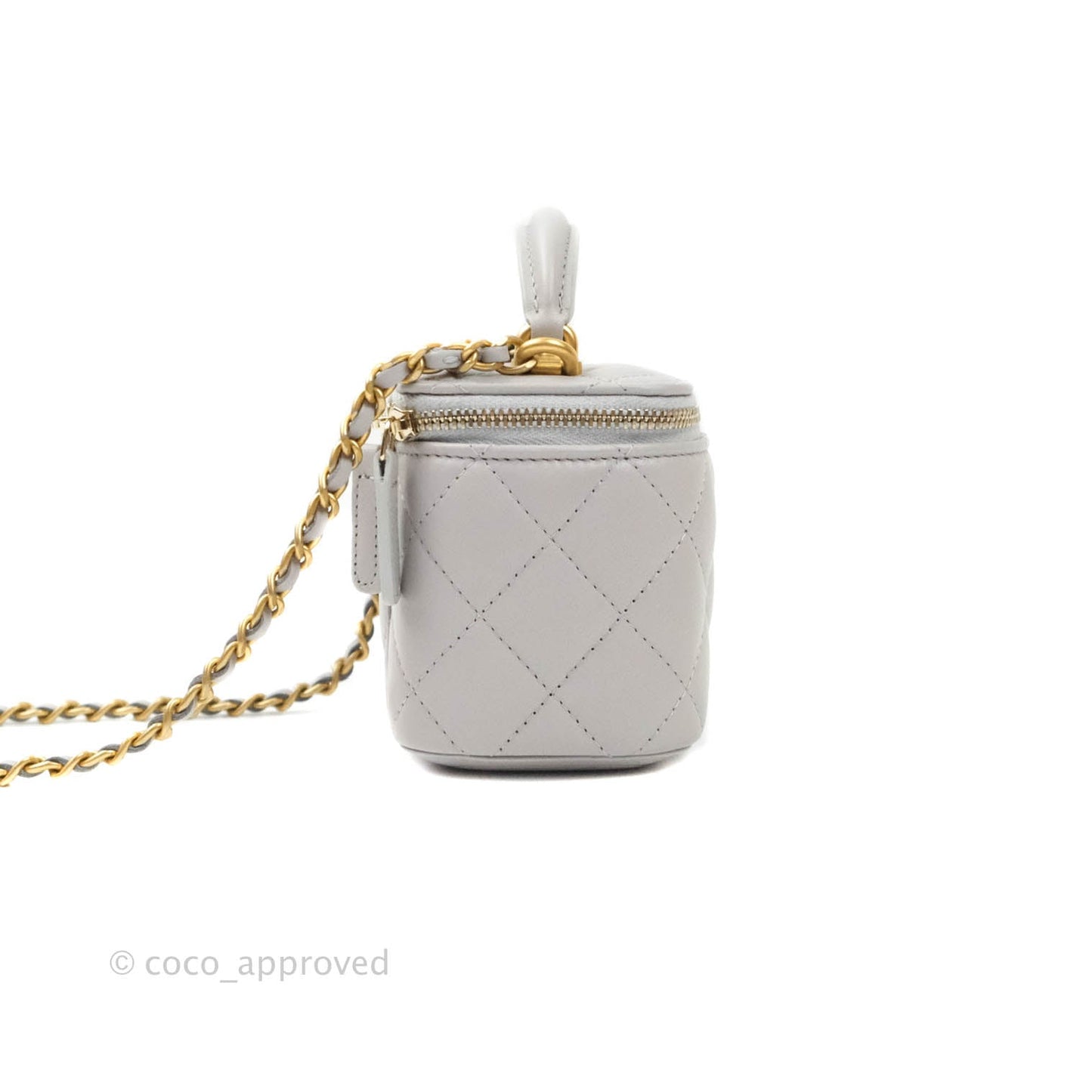 Chanel Small Vanity With Chain Grey Lambskin Aged Gold Hardware