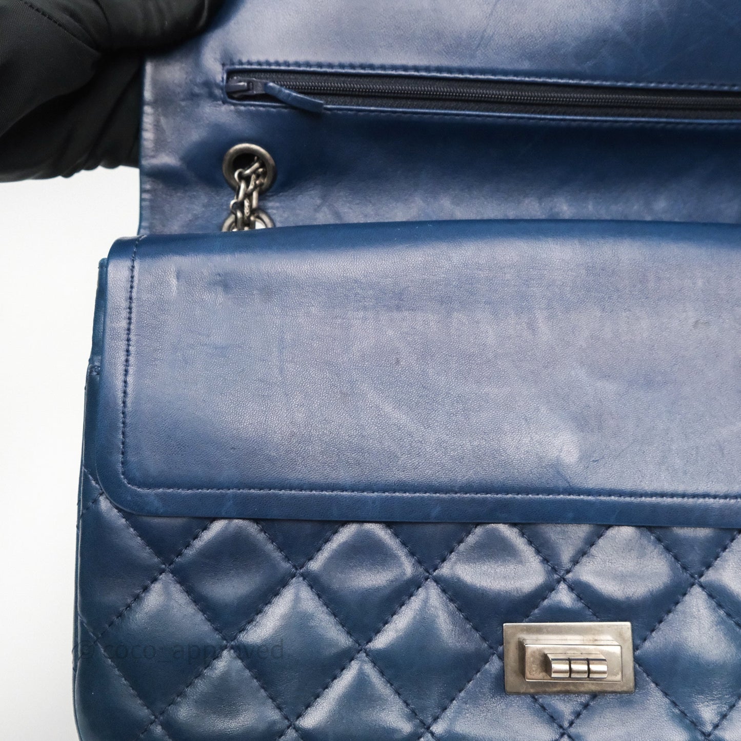 Chanel Reissue 227 Quilted Navy Lambskin Ruthenium Hardware
