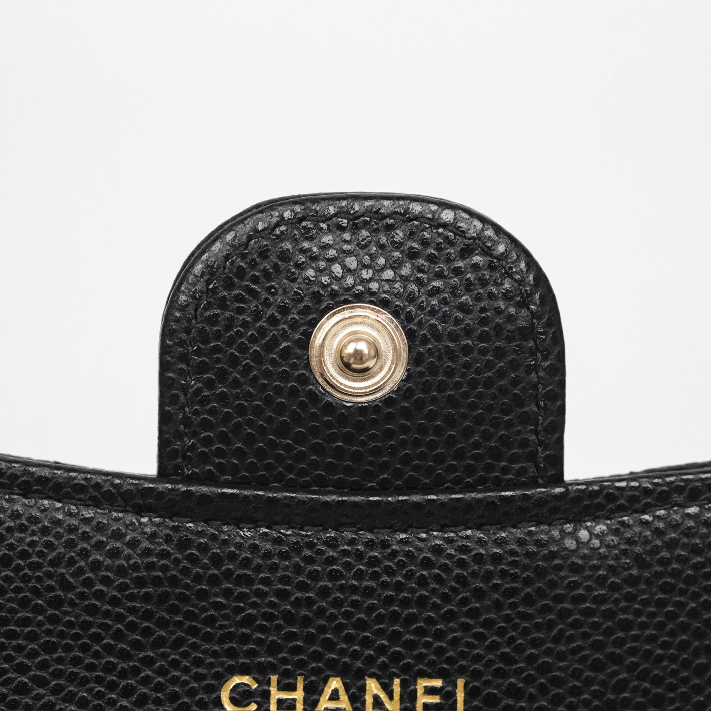 Chanel Flap Card Holder Quilted Black Caviar Gold Hardware 24A