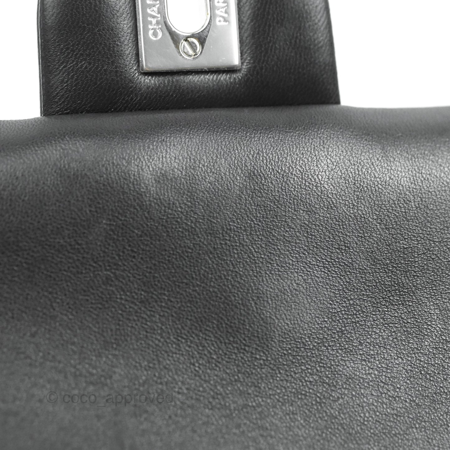 Chanel Quilted Mini Rectangular Flap Black Lambskin Silver Hardware
