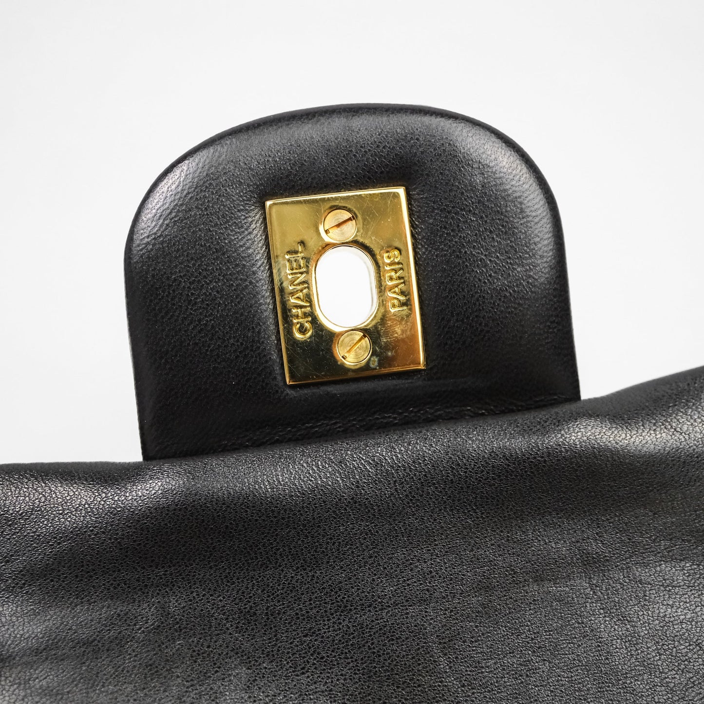 Chanel Vintage Classic Small Flap Bag Black Lambskin 24K Gold Hardware