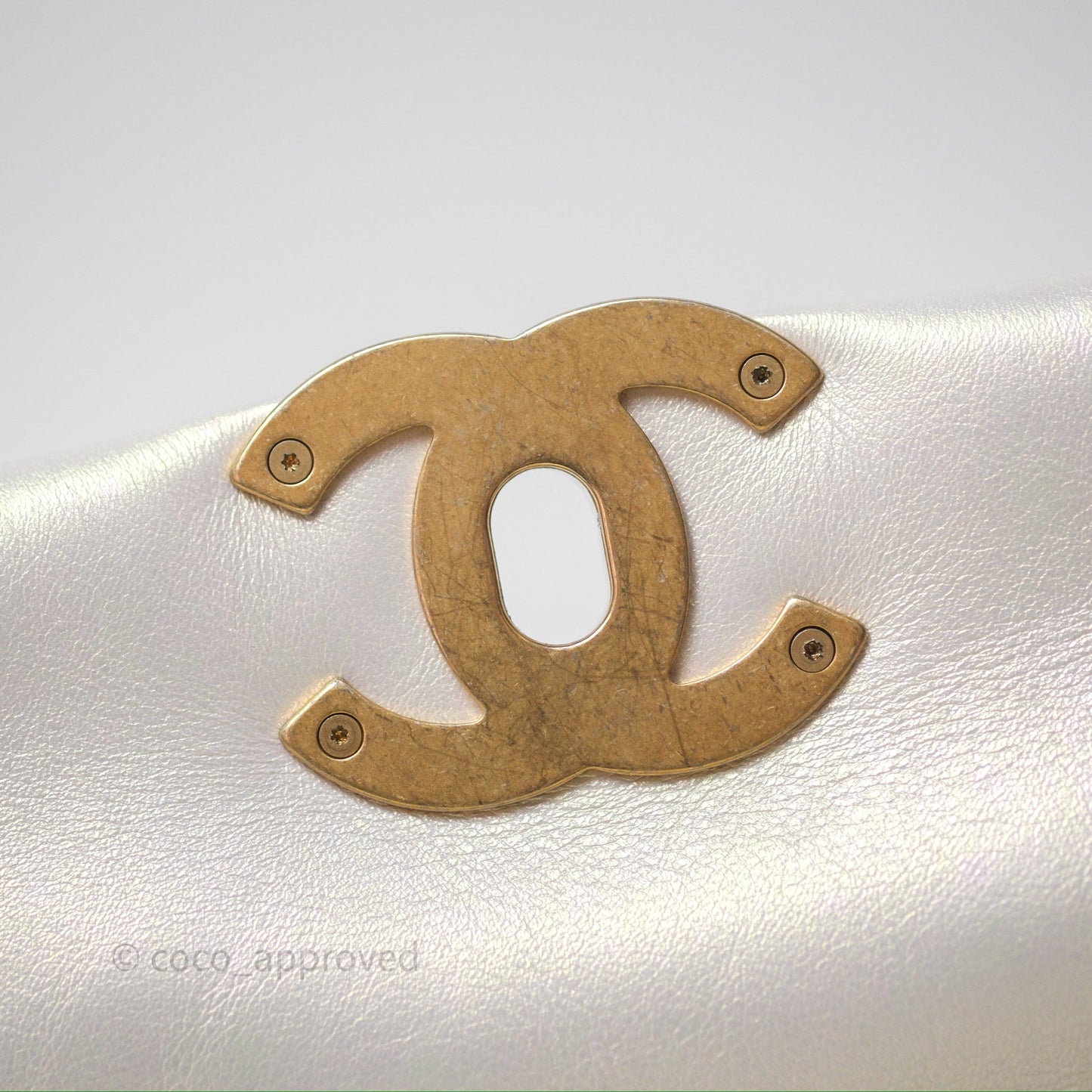 Chanel 19 Small Iridescent White Mixed Hardware