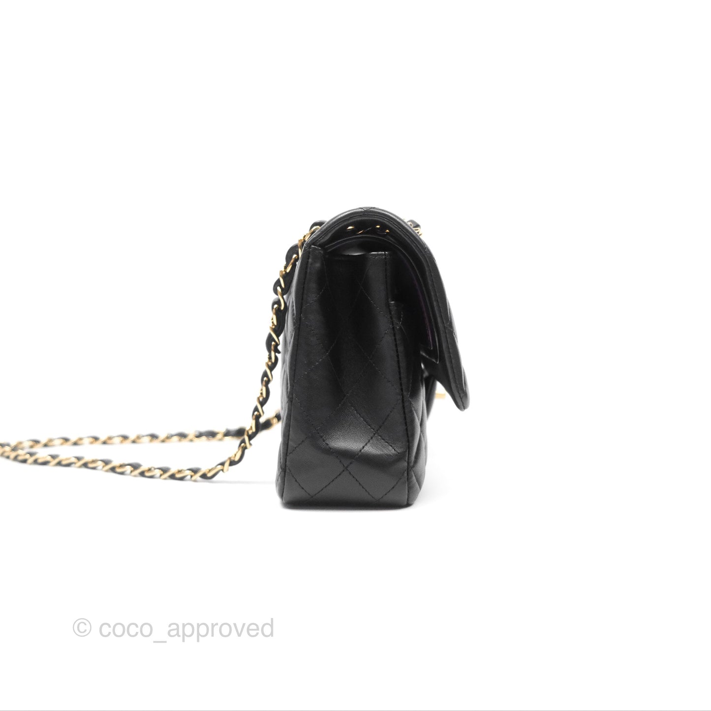 Chanel Classic M/L Medium Flap Quilted Black Lambskin Gold Hardware