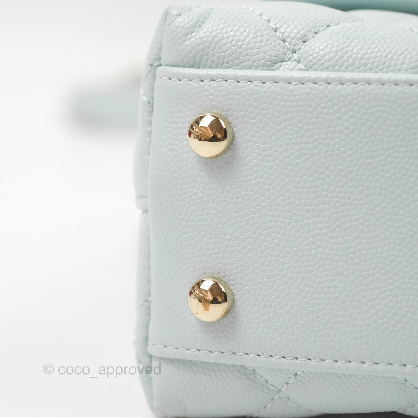 Chanel Small Coco Handle Quilted Light Baby Blue Caviar Gold Hardware