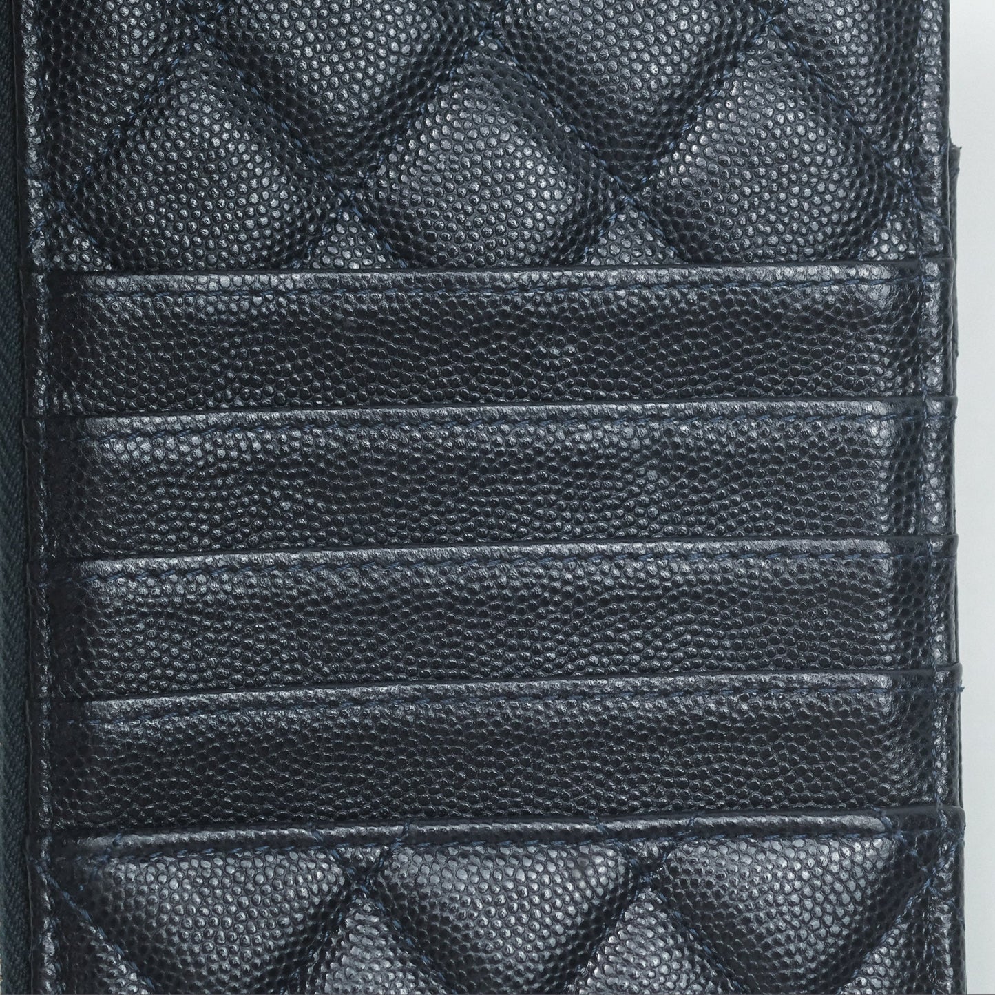 Chanel Classic Flat Navy Caviar Wallet Pouch Gold Hardware