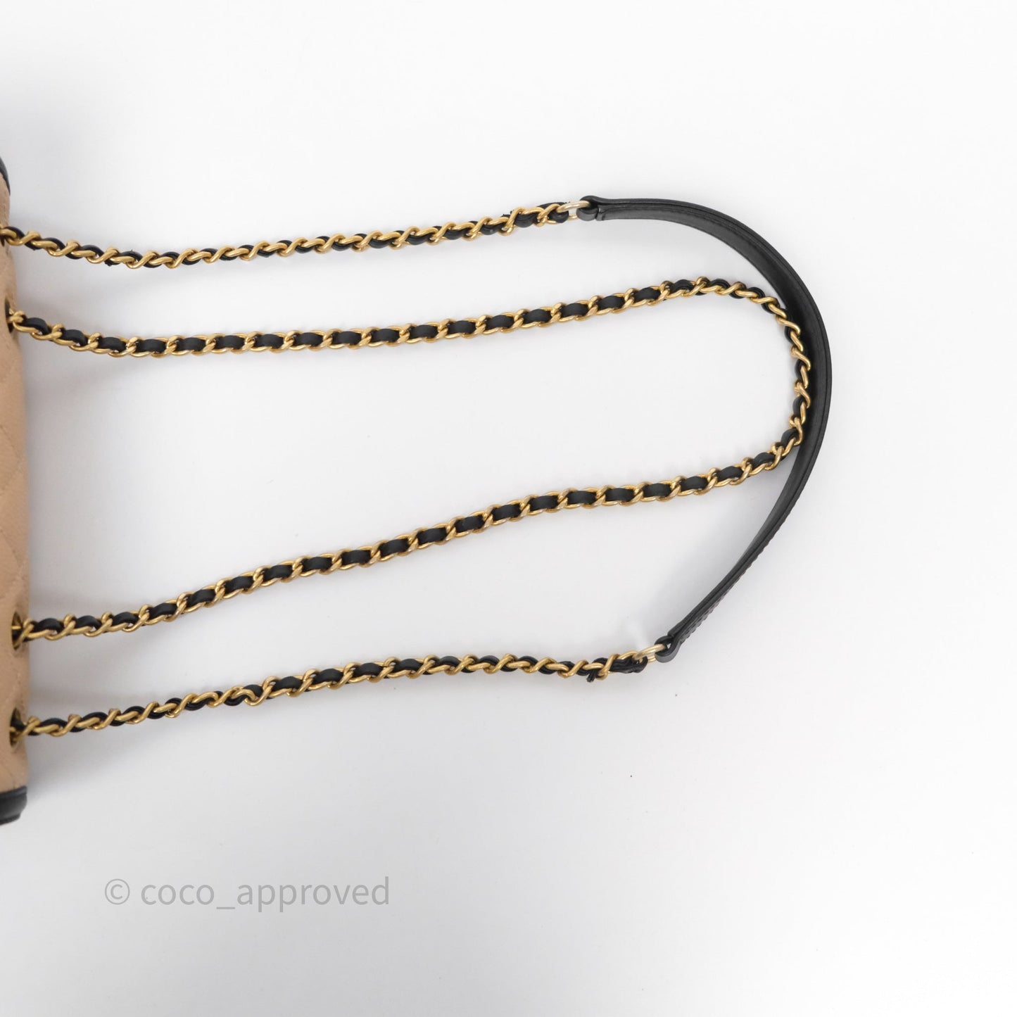 Chanel Small CC Filigree Flap Quilted Beige Black Caviar