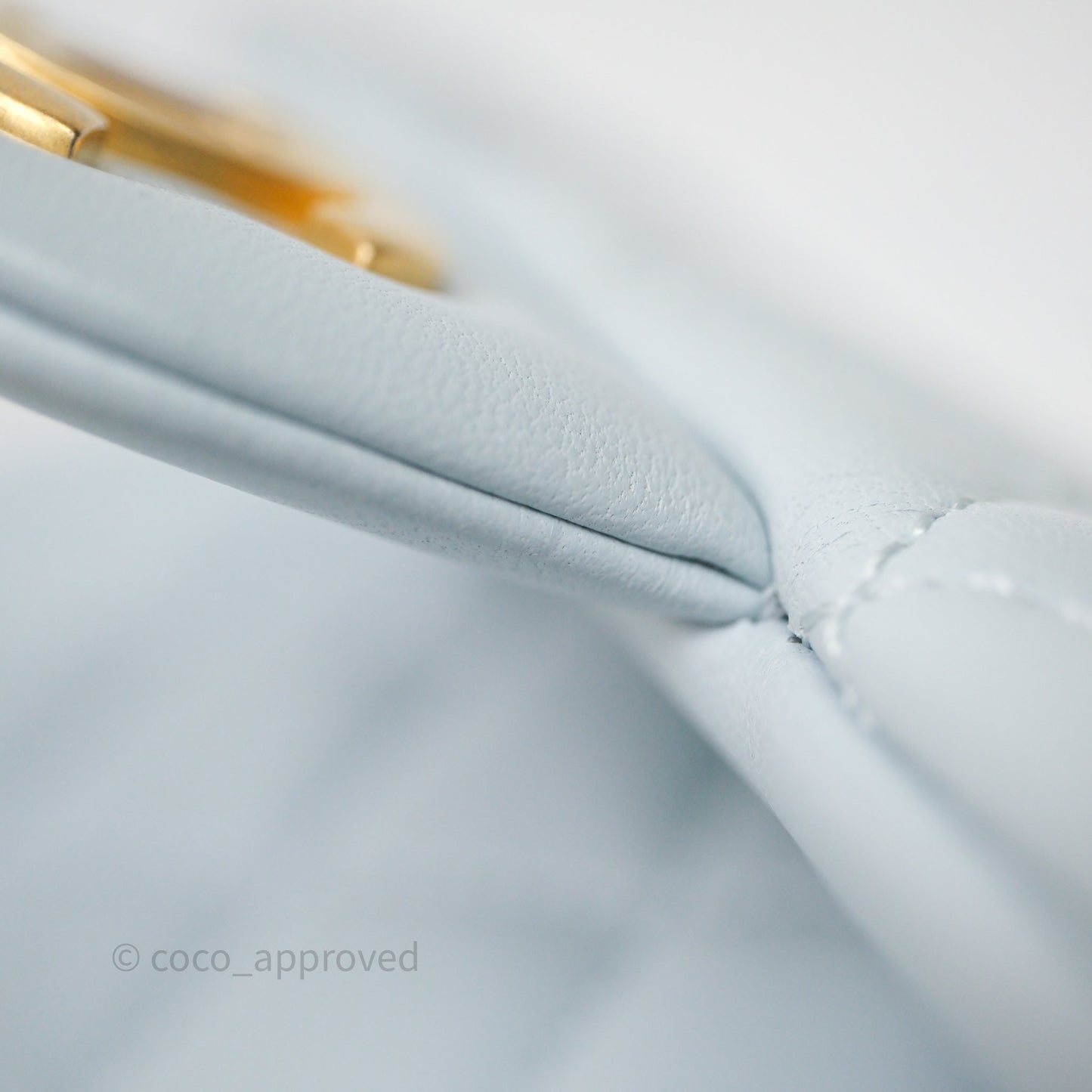 Chanel Pearl Crush Mini Rectangular Light Blue Lambskin Aged Gold Hardware