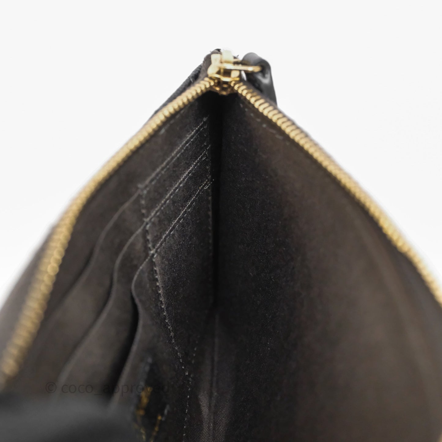 Chanel Chevron Zip Long Wallet Grey Caviar Gold Hardware