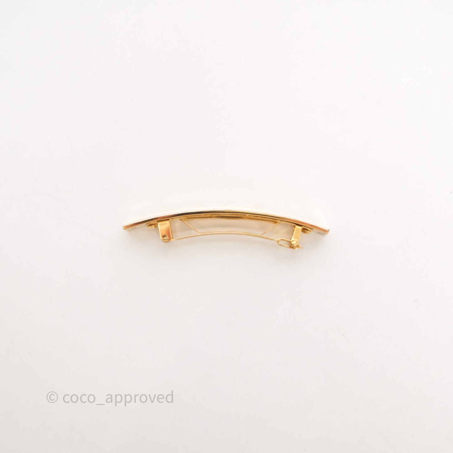 Fendi FF Hair Clip White Gold Tone