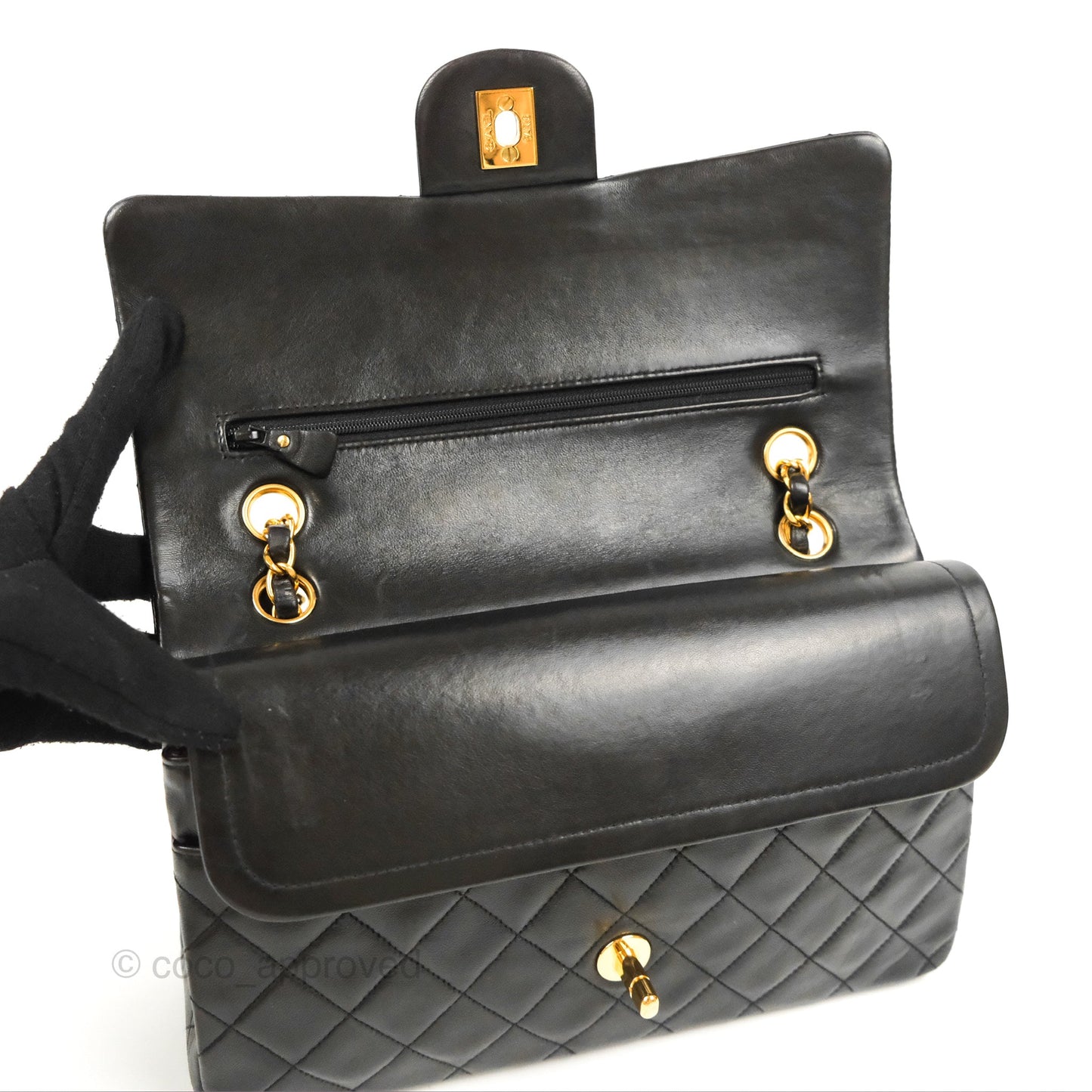 Chanel Vintage Medium Classic Flap Black Lambskin 24K Gold Hardware