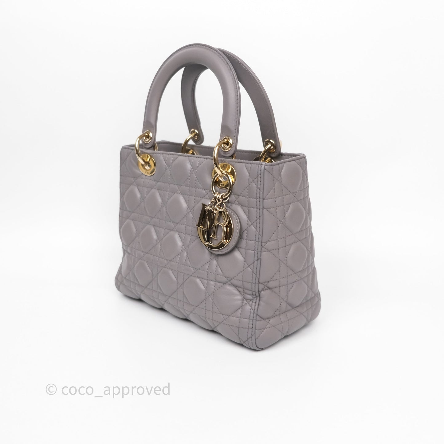 Christian Dior Medium Lady Dior Grey Lambskin Gold Hardware