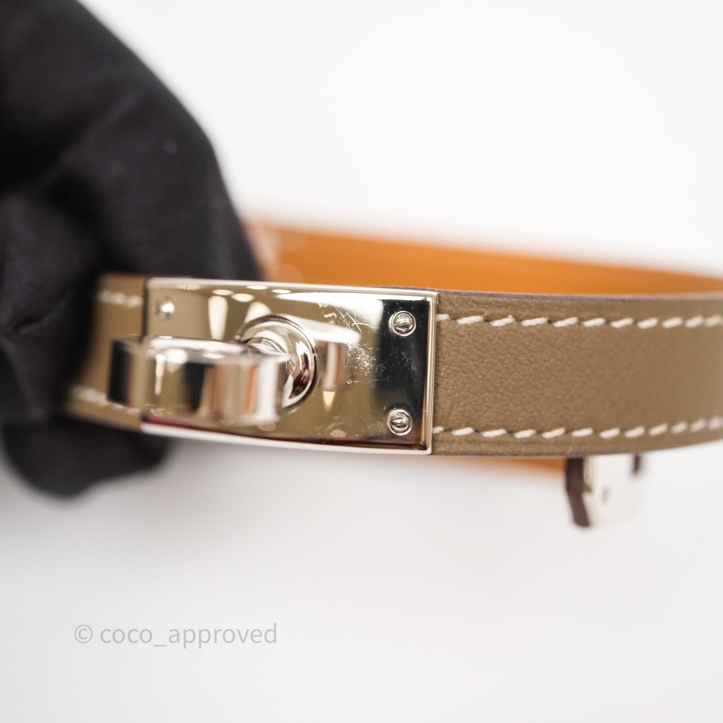 Hermès Kelly Double Tour Bracelet Etoupe Epsom Palladium Hardware
