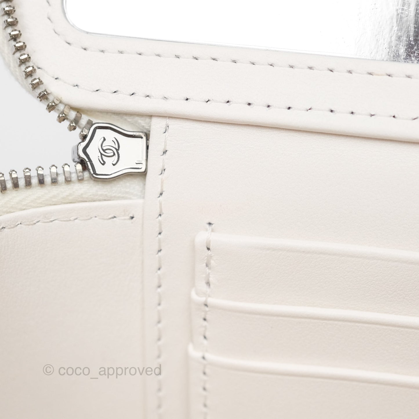 Chanel Crystals Top Handle Vanity Rectangular White Lambskin Gun Metal