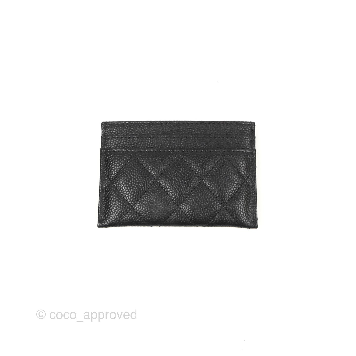 Chanel Filigree CC Flat Card Holder Black Caviar Gold Hardware