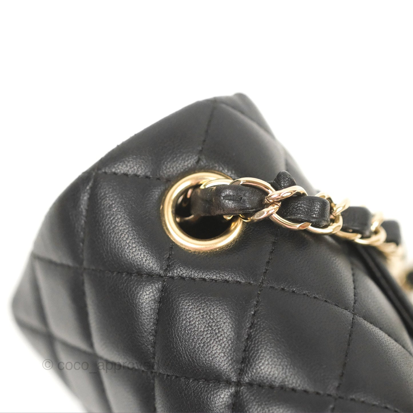 Chanel Quilted Mini Rectangular Flap Black Lambskin Gold Hardware