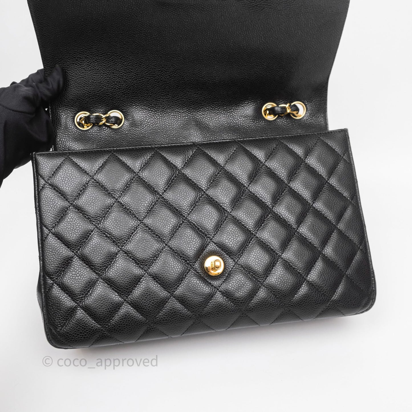 Chanel Jumbo Single Flap Black Caviar Gold Hardware⁣⁣