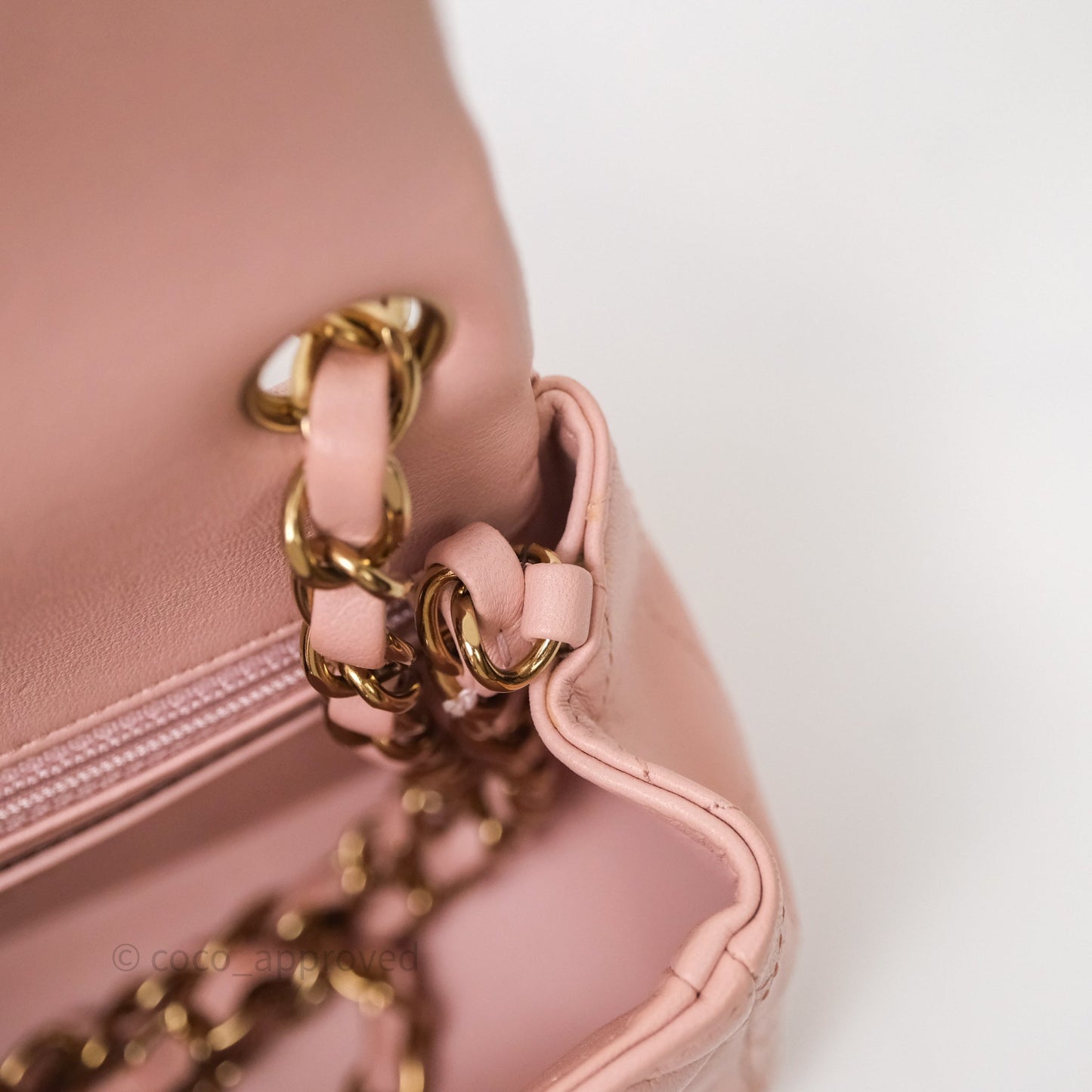 Chanel Mini Square Flap Quilted Pink Lambskin Gold Hardware