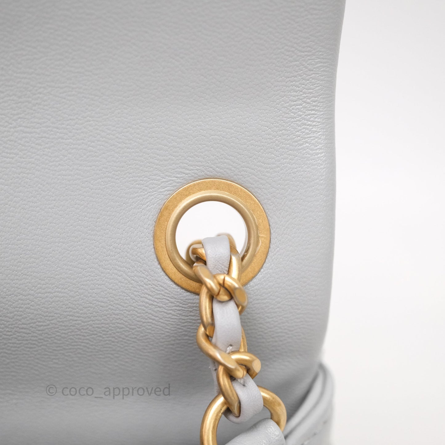 Chanel Pearl Crush Mini Square Quilted Grey Lambskin Aged Gold Hardware