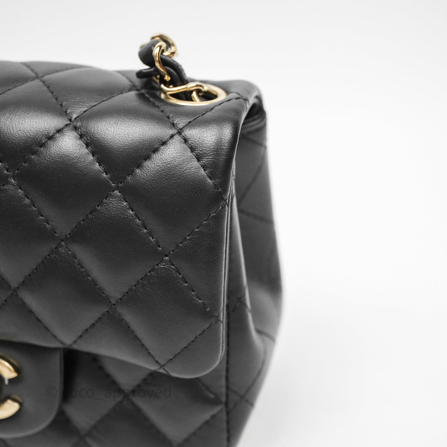 Chanel Mini Square Quilted Black Lambskin Gold Hardware