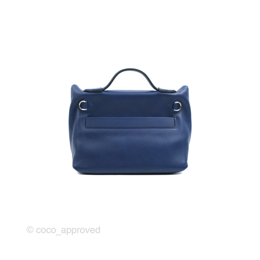 Hermès 24/24 21 Mini Bleu Saphir Evercolor/Swift Palladium Hardware
