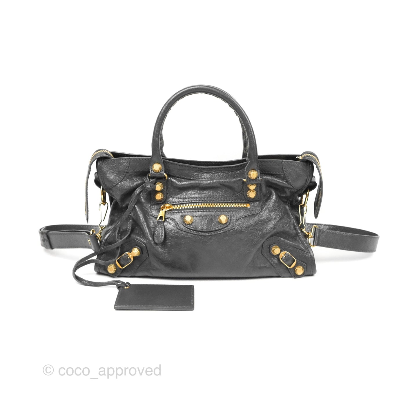 Balenciaga Classic Small City Bag Dark Grey Aged Calfskin Gold Hardware