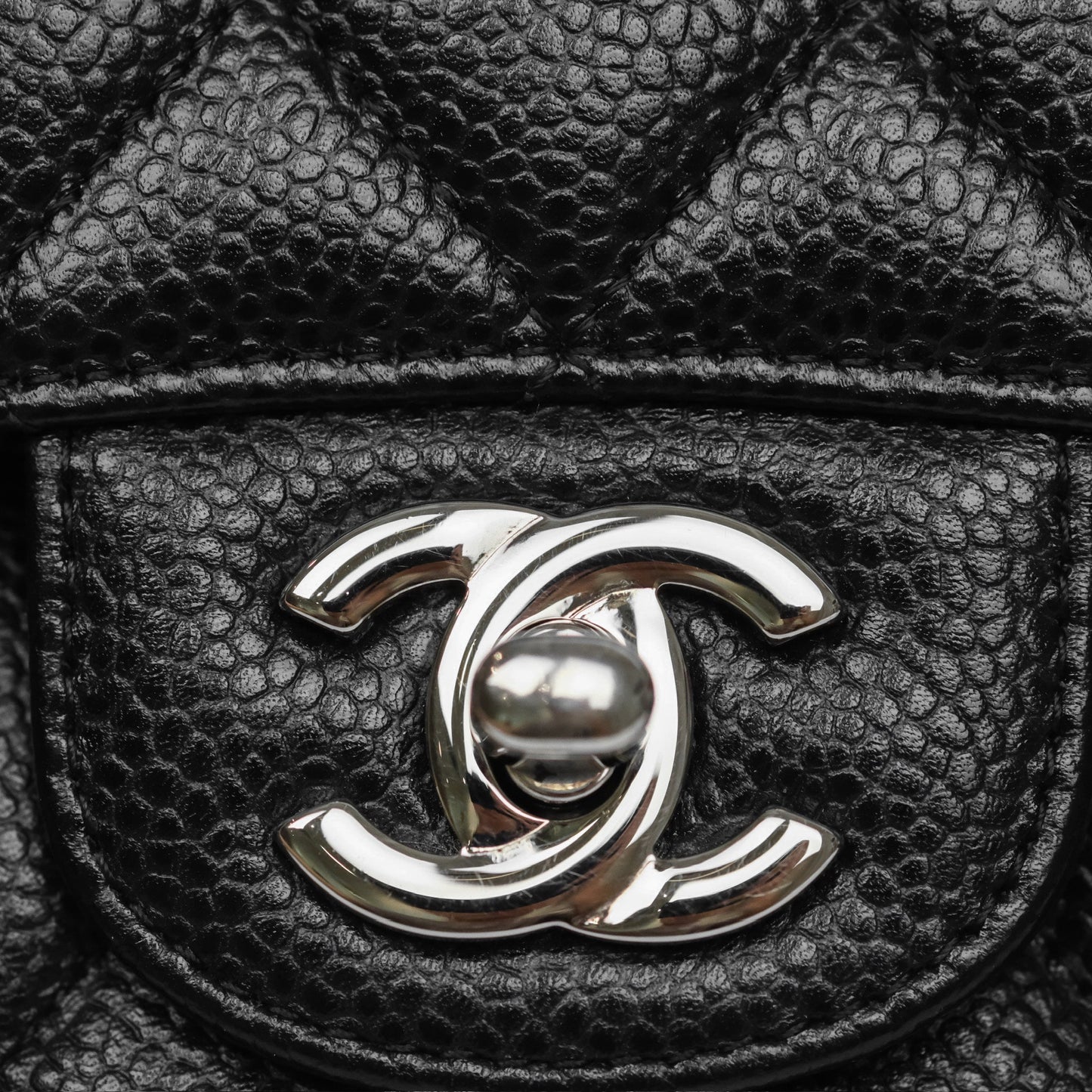 Chanel Classic M/L Medium Flap Quilted Black Caviar Silver Hardware