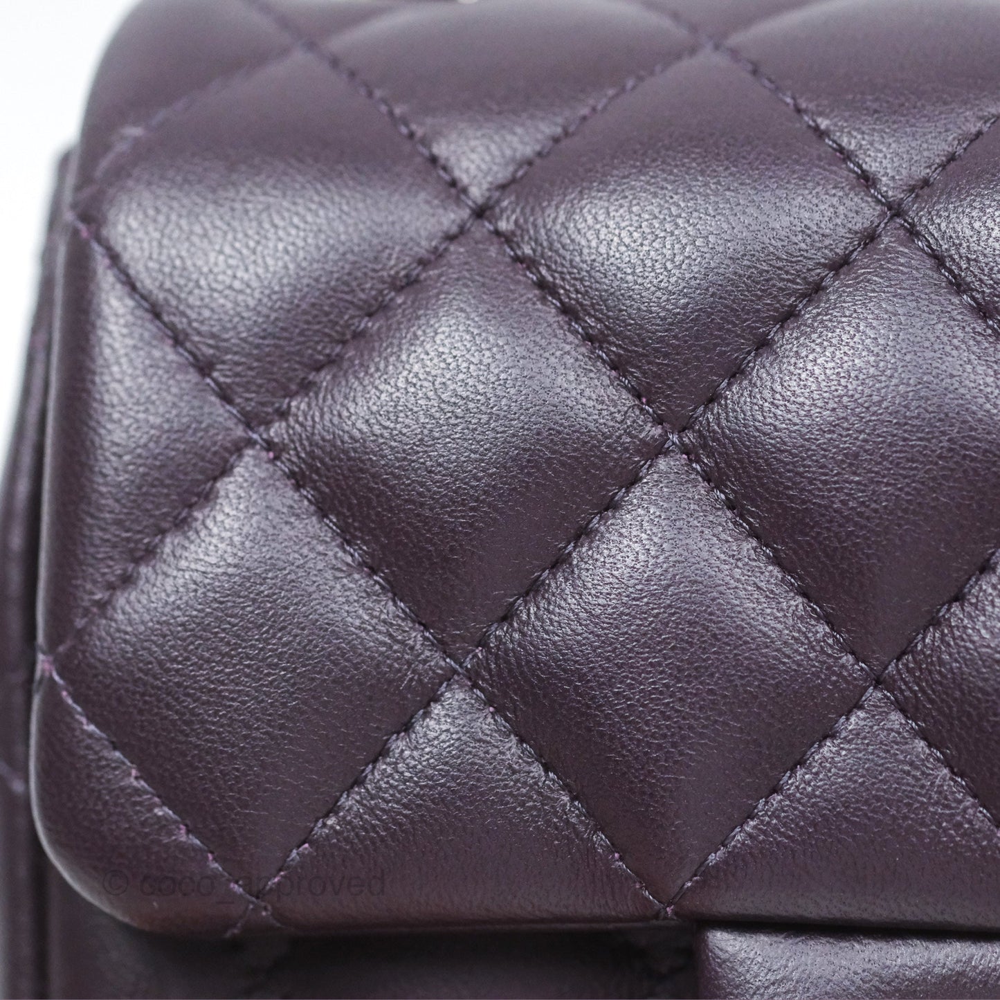 Chanel Quilted Mini Square Dark Purple Lambskin Silver Hardware