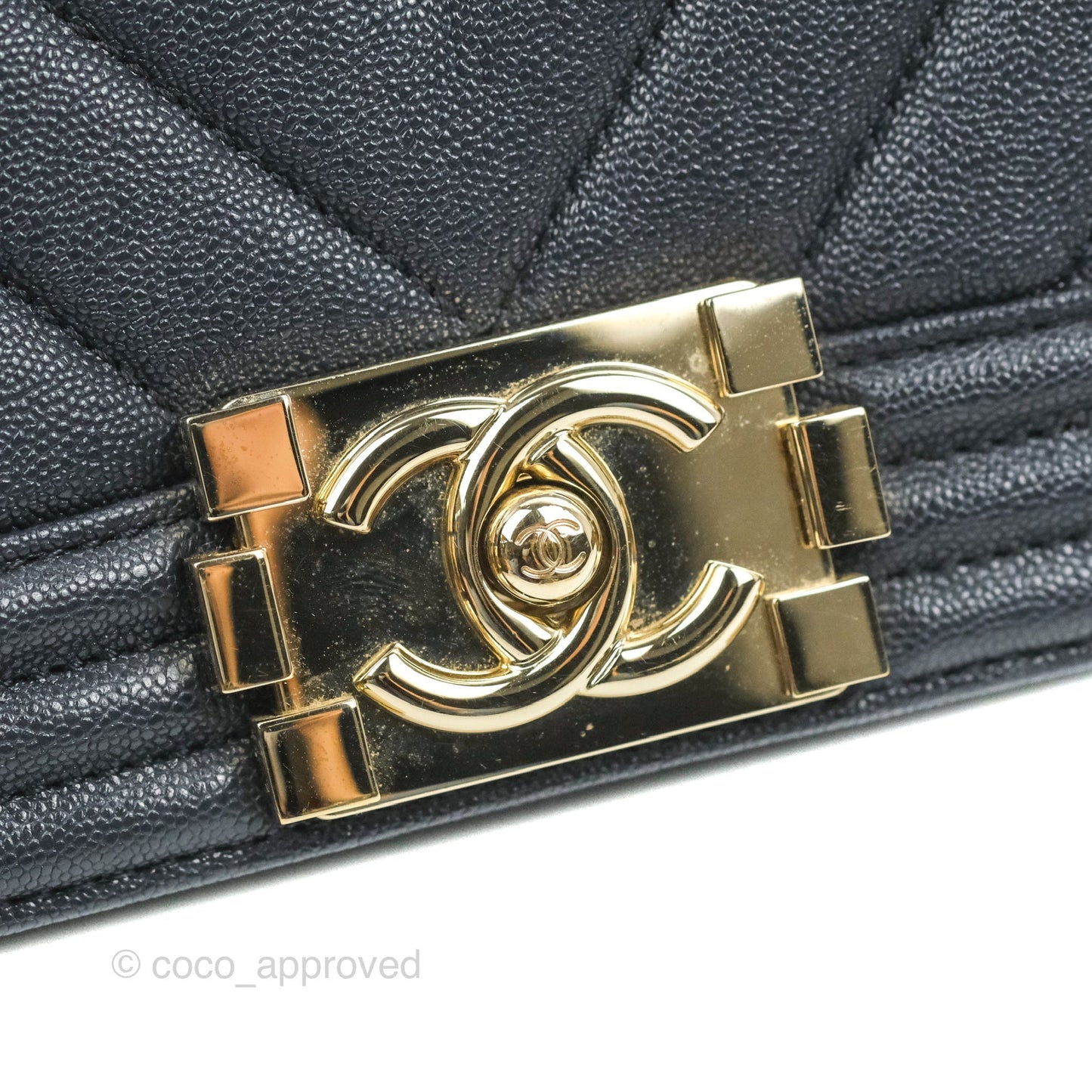 Chanel Chevron Medium Boy Dark Navy Caviar Gold Hardware