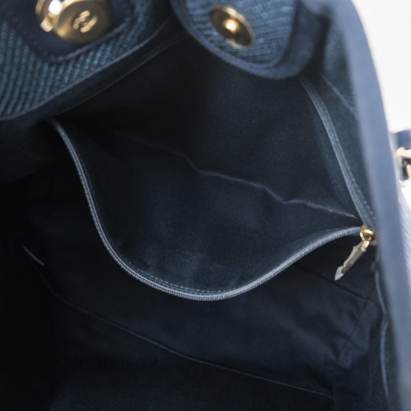 Chanel Medium Deauville Tote Navy Raffia Gold Hardware
