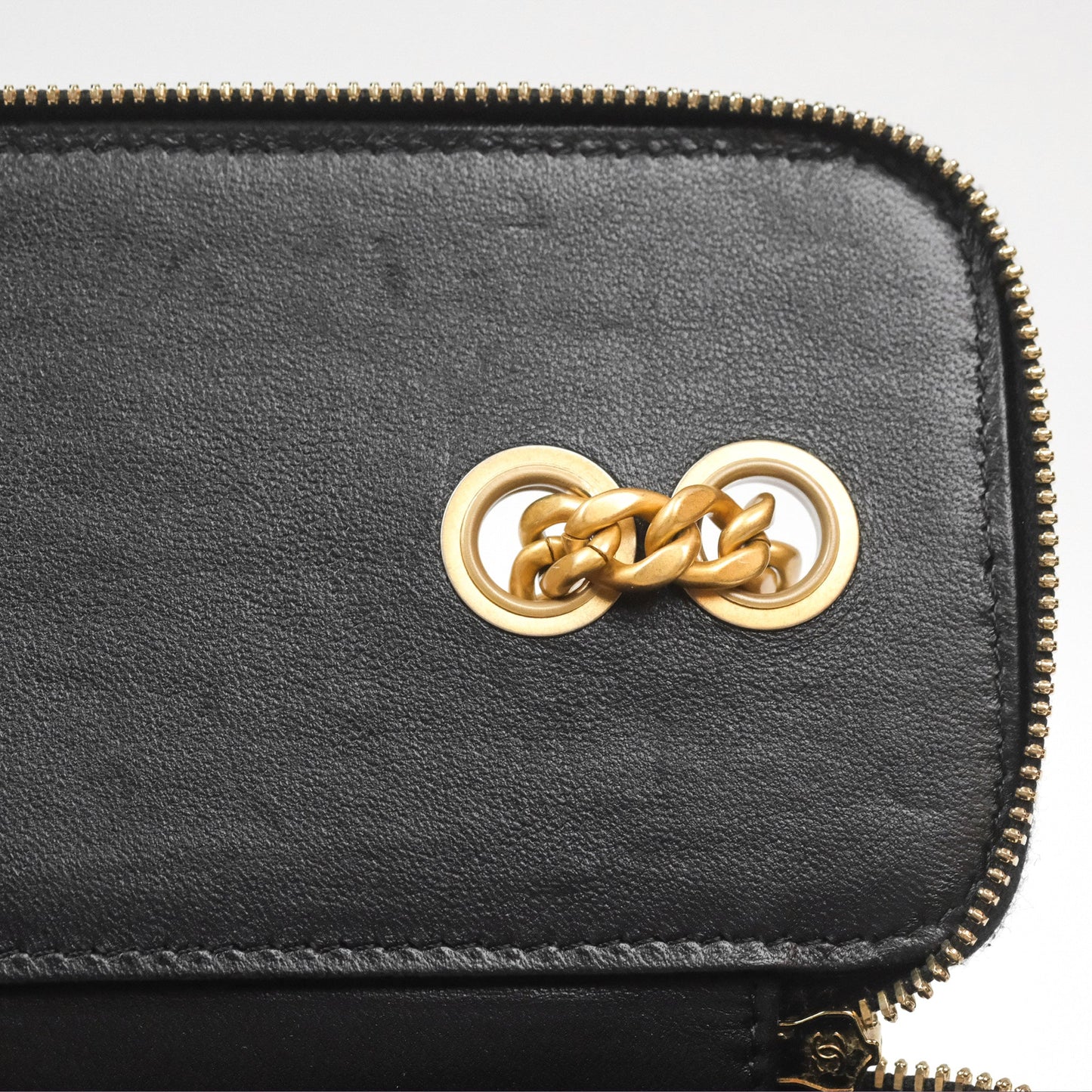 Chanel All Slide Vanity with Adjustable Chain Black Lambskin Aged Gold Hardware