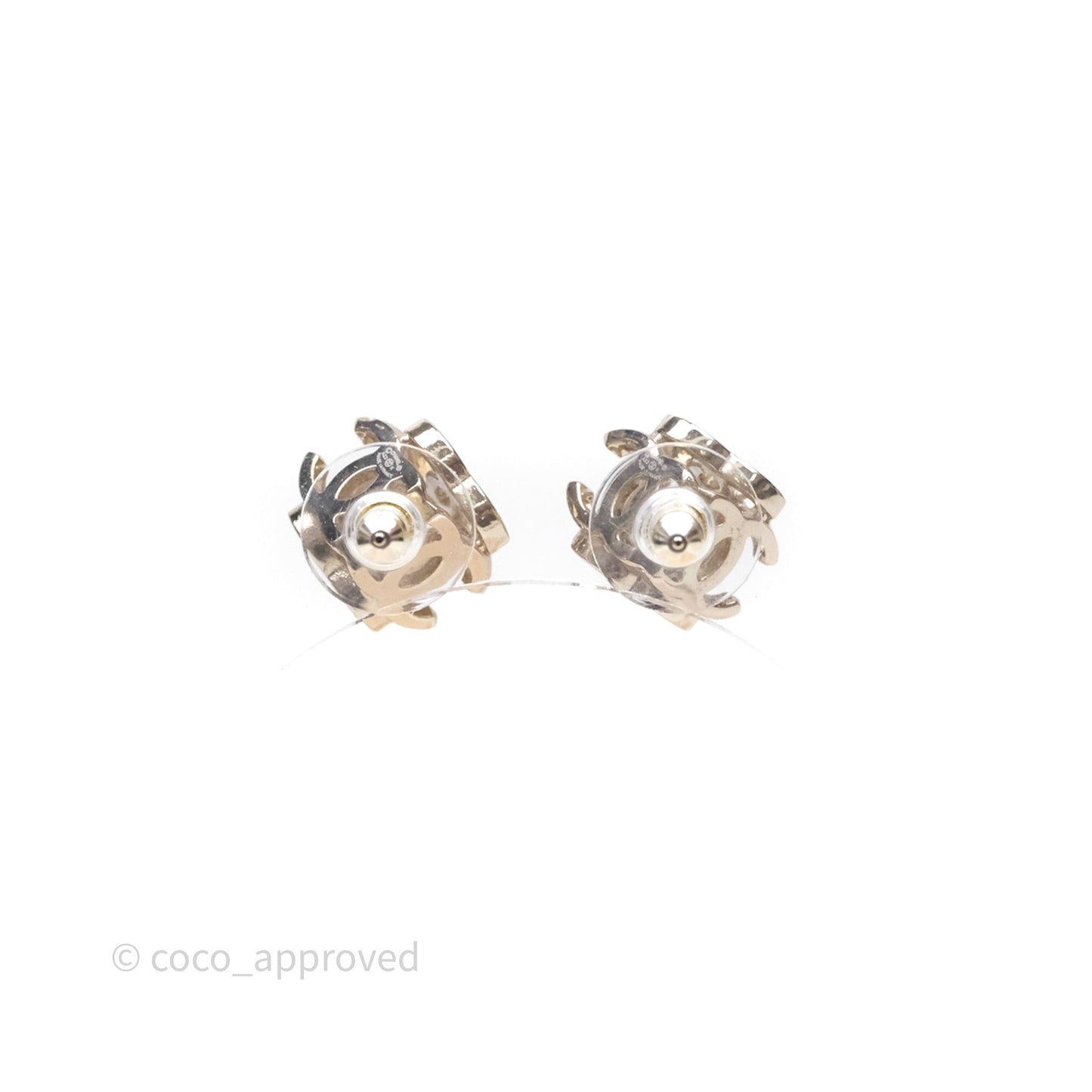 Chanel CC Gold/Black Cube Earrings Gold Tone 22K