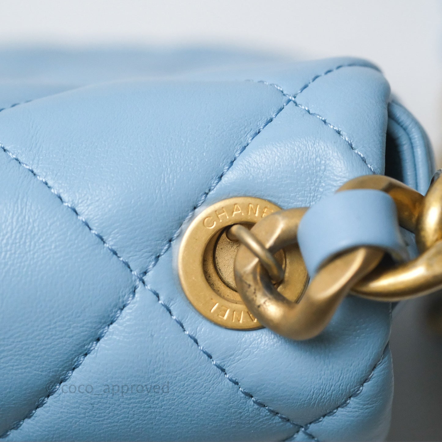 Chanel Small Flap Bag Blue Lambskin Gold and Lacquered Metal 22S