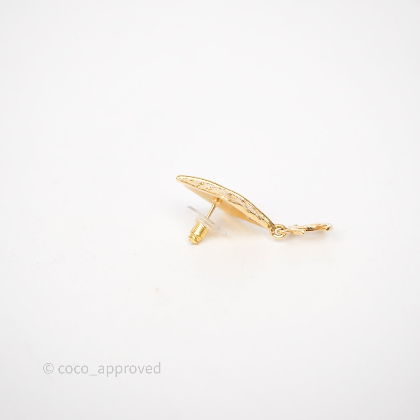 Chanel Square Drop CC Earrings Gold Tone 24K