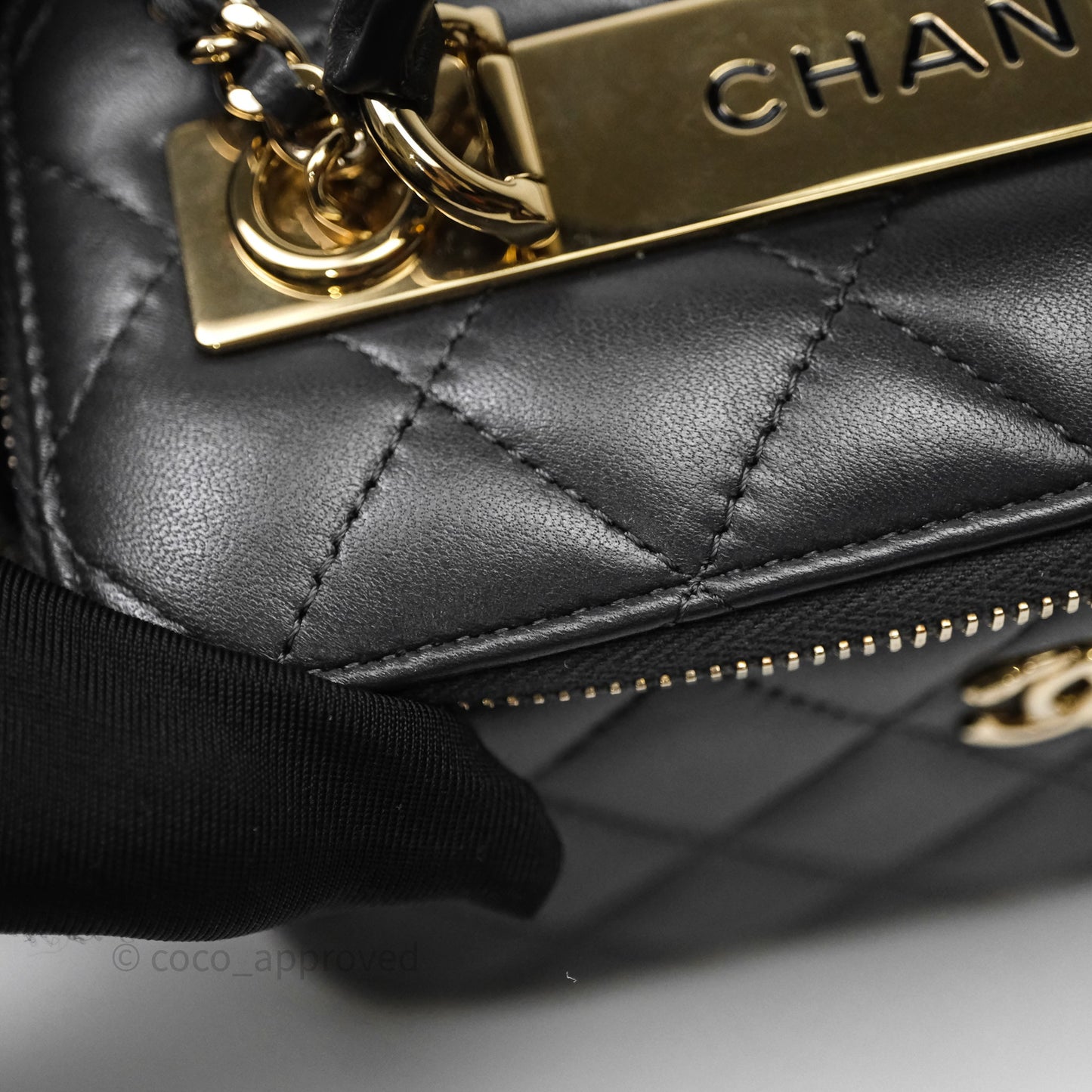 Chanel Trendy CC Vanity Rectangular Top Handle Dark Grey Lambskin Gold Hardware