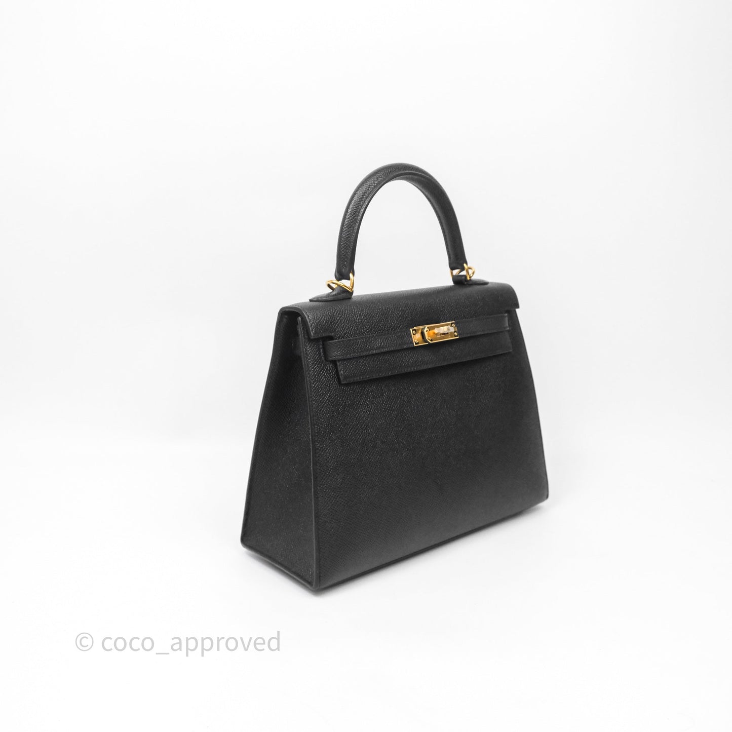 Hermès Kelly 25 Black Noir 89 Epsom Gold Hardware