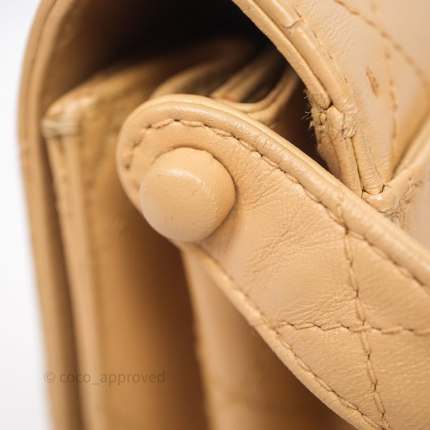 Chanel Vintage Quilted Kelly Shoulder Bag Beige Silver Hardware