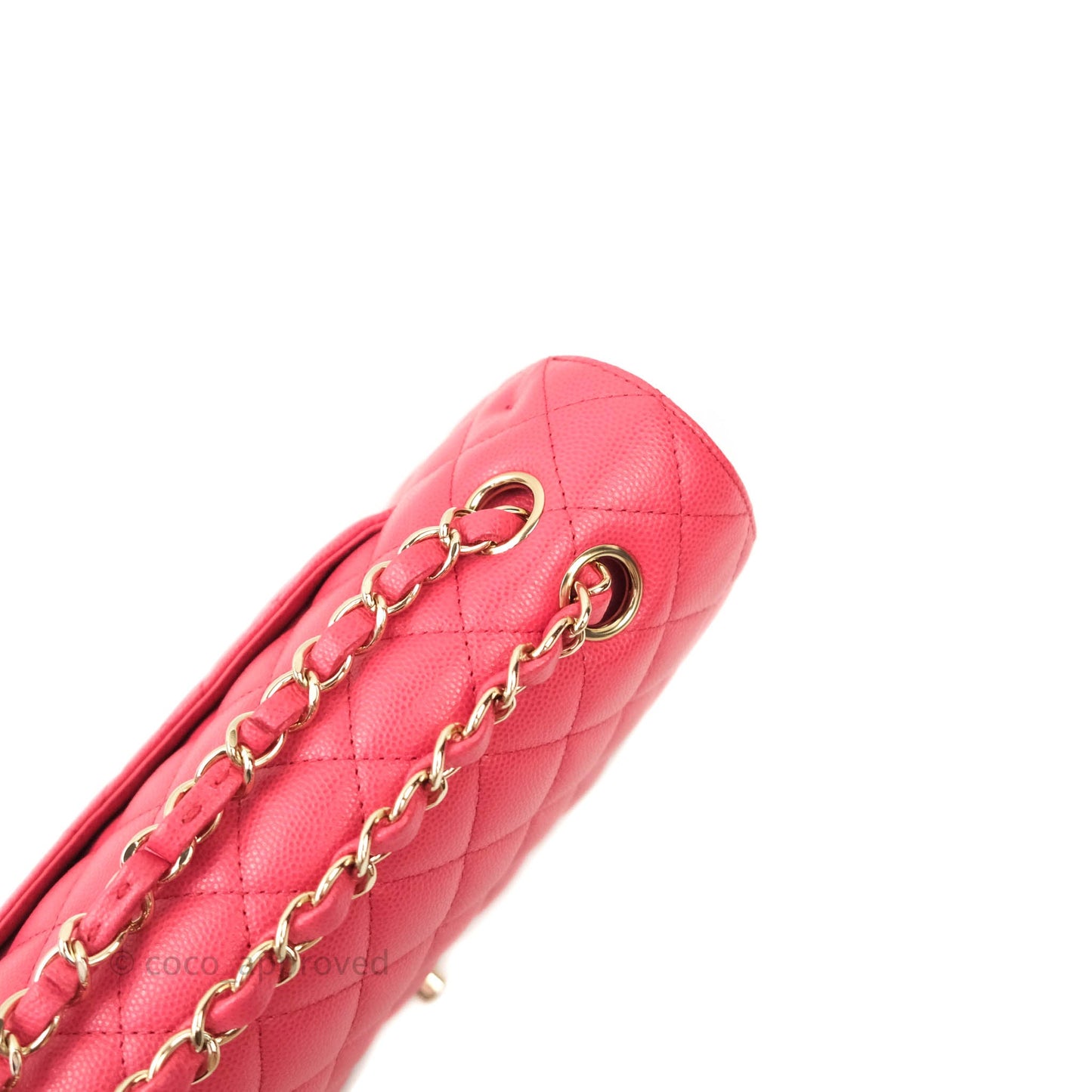 Chanel Classic M/L Medium Double Flap Dark Pink Caviar Gold Hardware