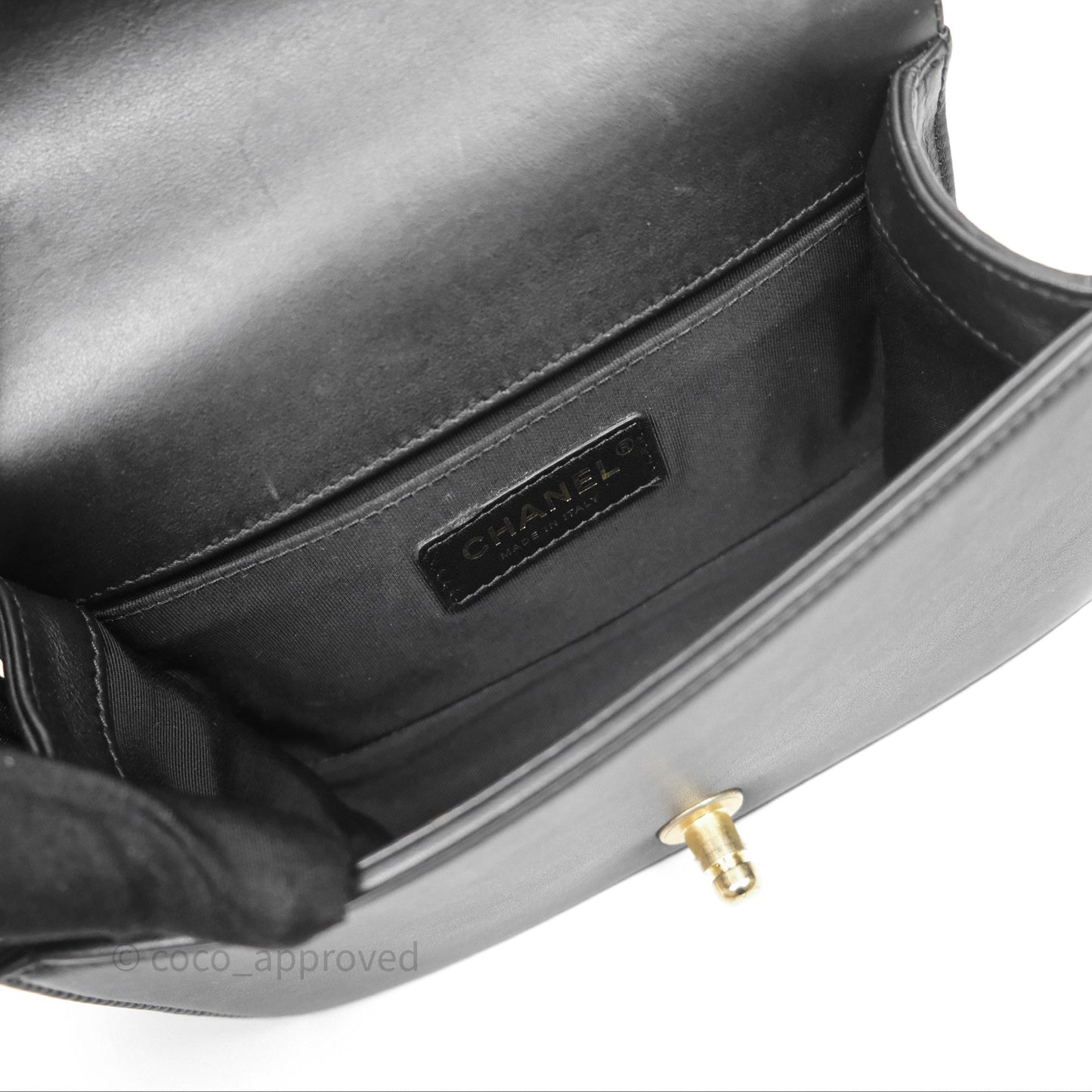Chanel Small Boy Black Calfskin Aged Gold Hardware