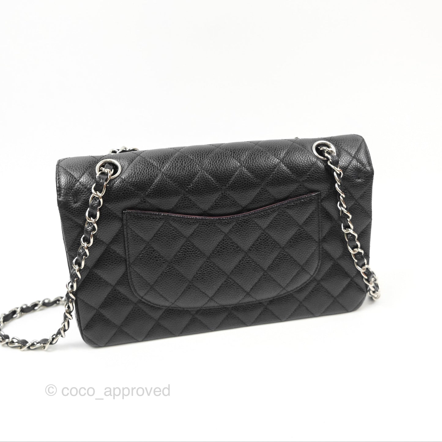 Chanel Classic M/L Medium Flap Quilted Black Caviar Silver Hardware