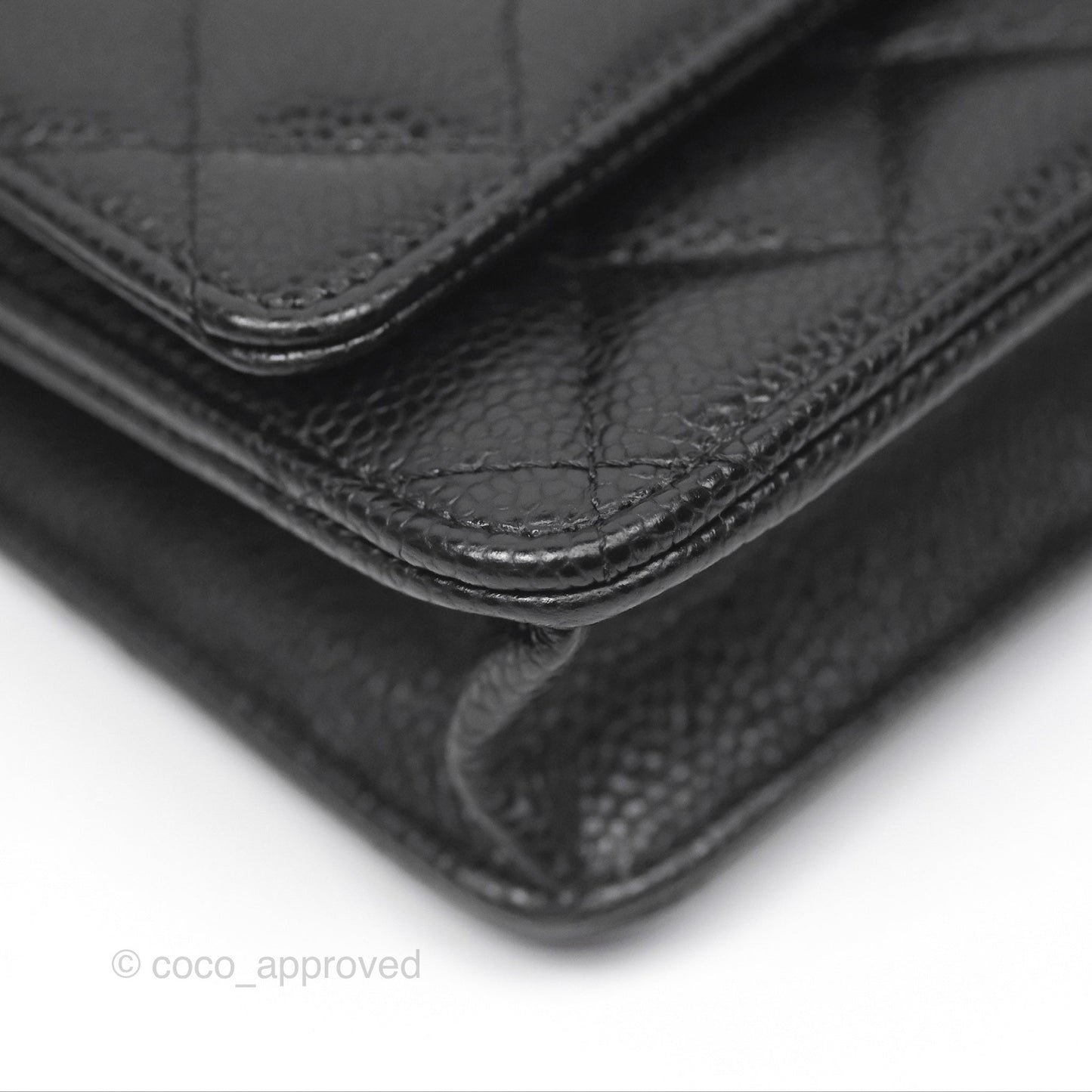 Chanel Classic Wallet On Chain WOC Quilted Black Caviar Silver Hardware