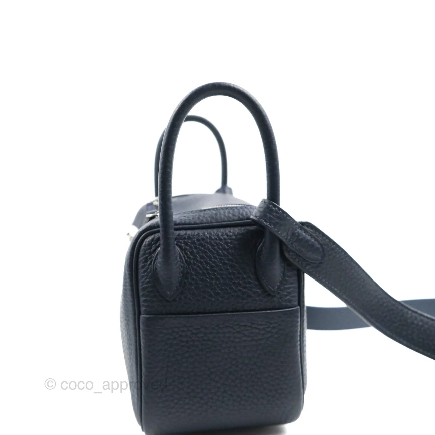 Hermès Mini Lindy 20 Bleu Nuit Clemence Palladium Hardware