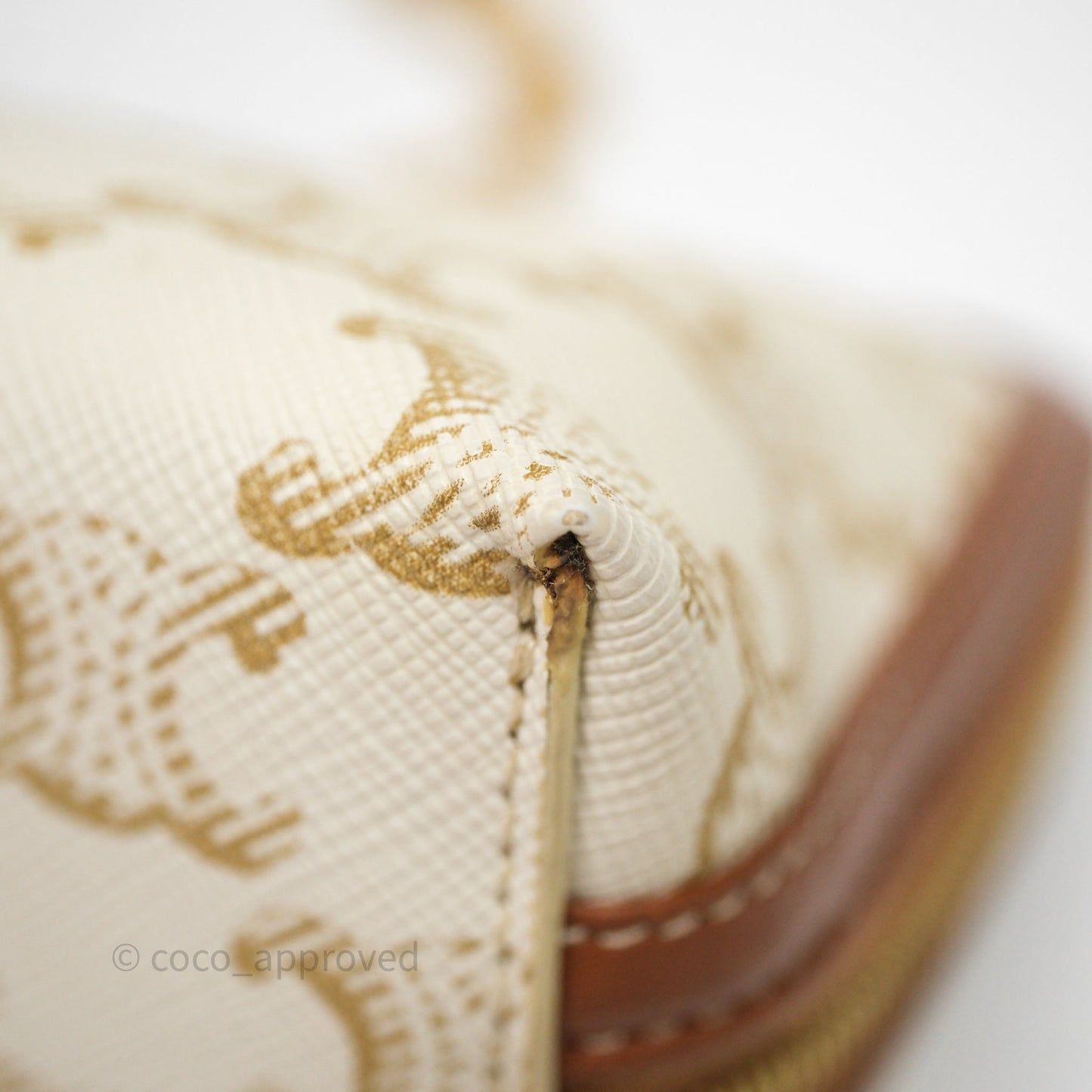Celine Clutch With Chain Triomphe Canvas White/Tan
