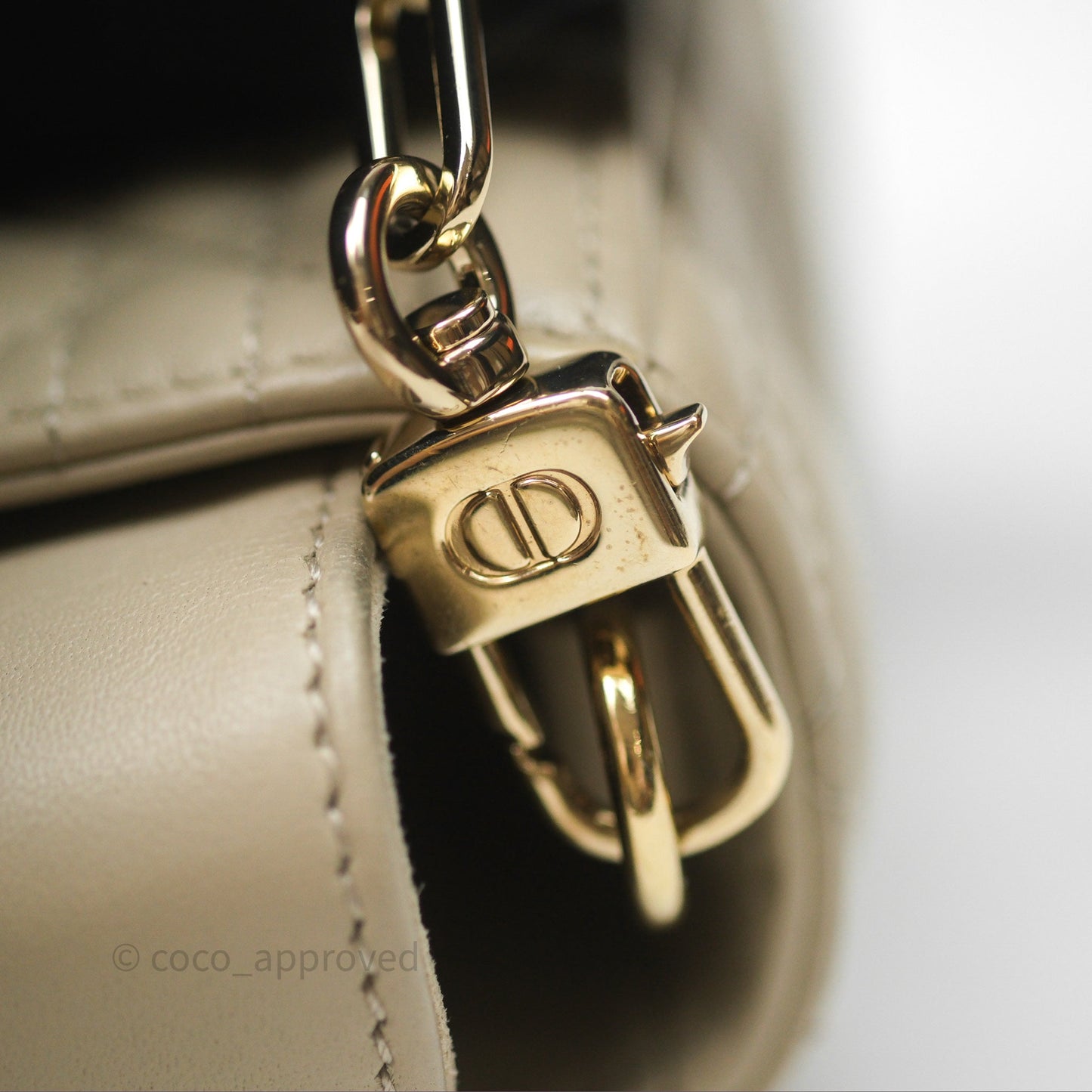 Dior Medium Lady D-Joy Bag Sand Lambskin Cannage Gold Hardware