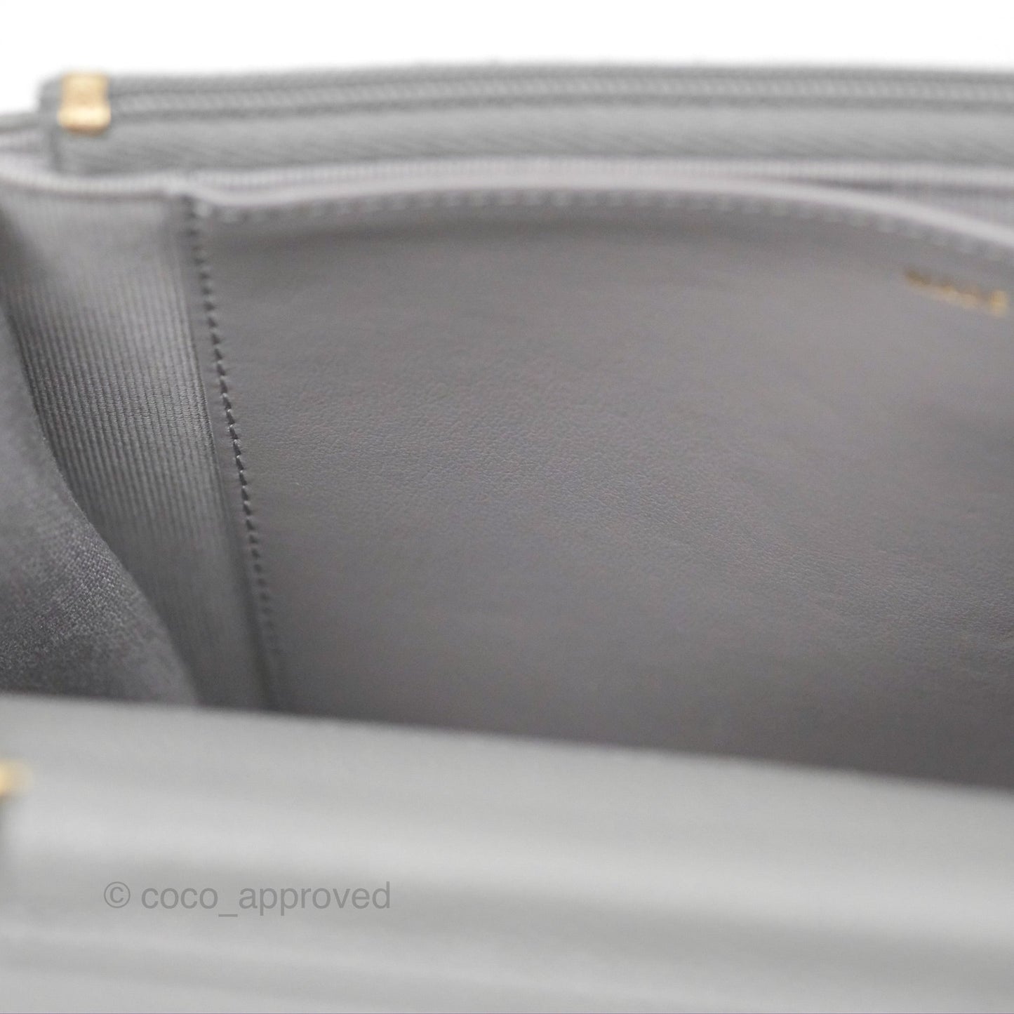Chanel Classic Quilted Wallet On Chain WOC Grey Caviar Gold Hardware