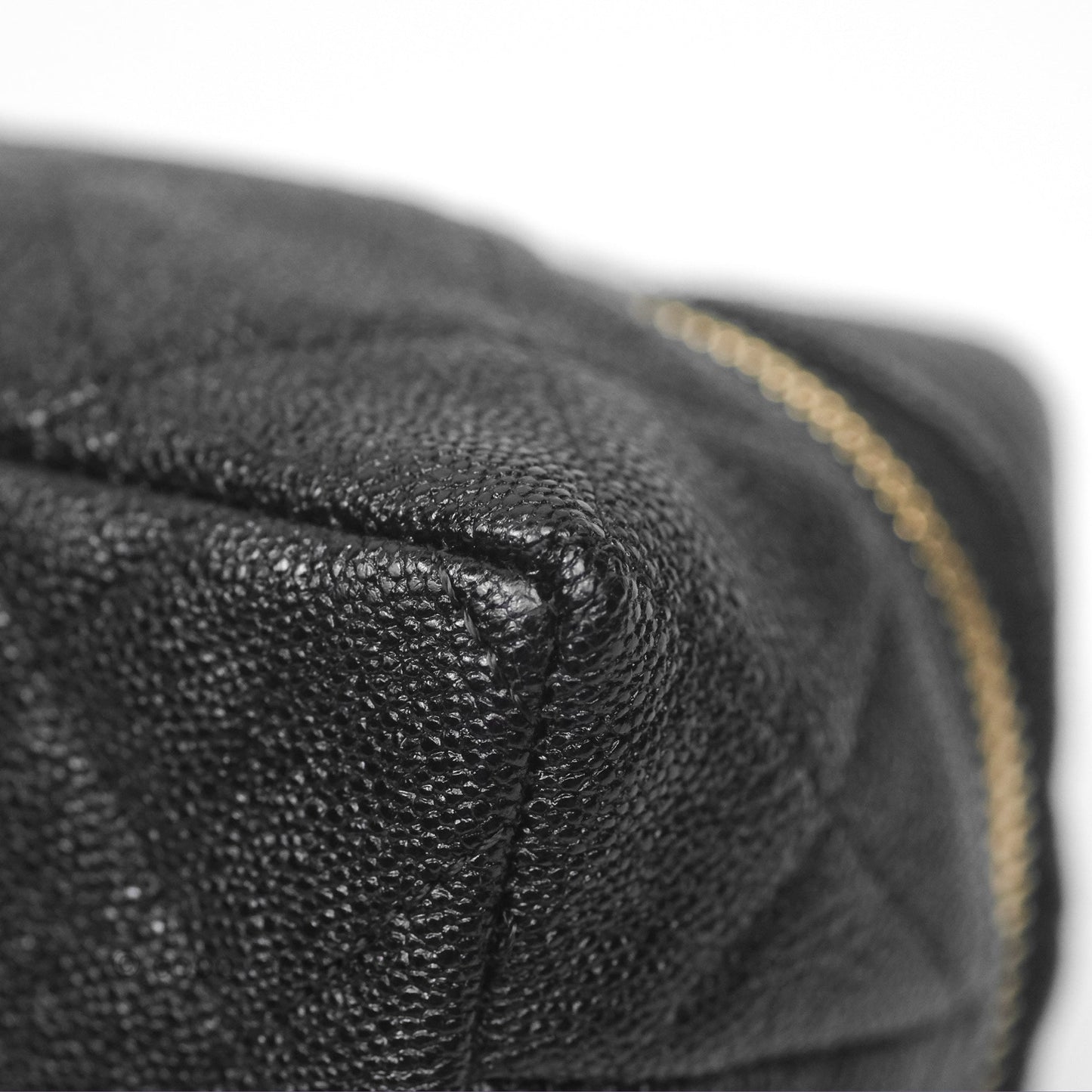 Chanel Quilted Mini Top Handle Vanity With Chain Black Caviar Aged Gold Hardware