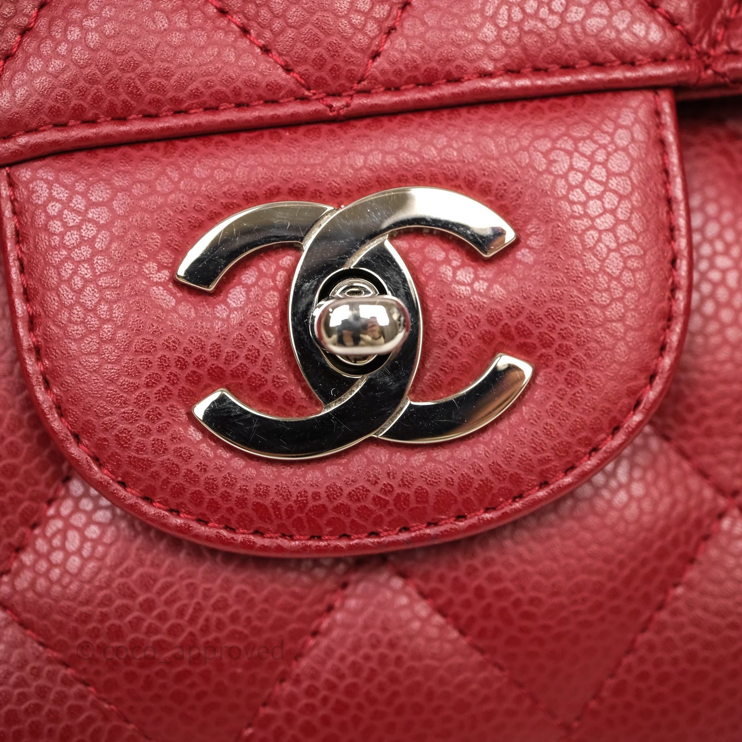 Chanel Jumbo Single Flap Dark Red Caviar Silver Hardware⁣⁣