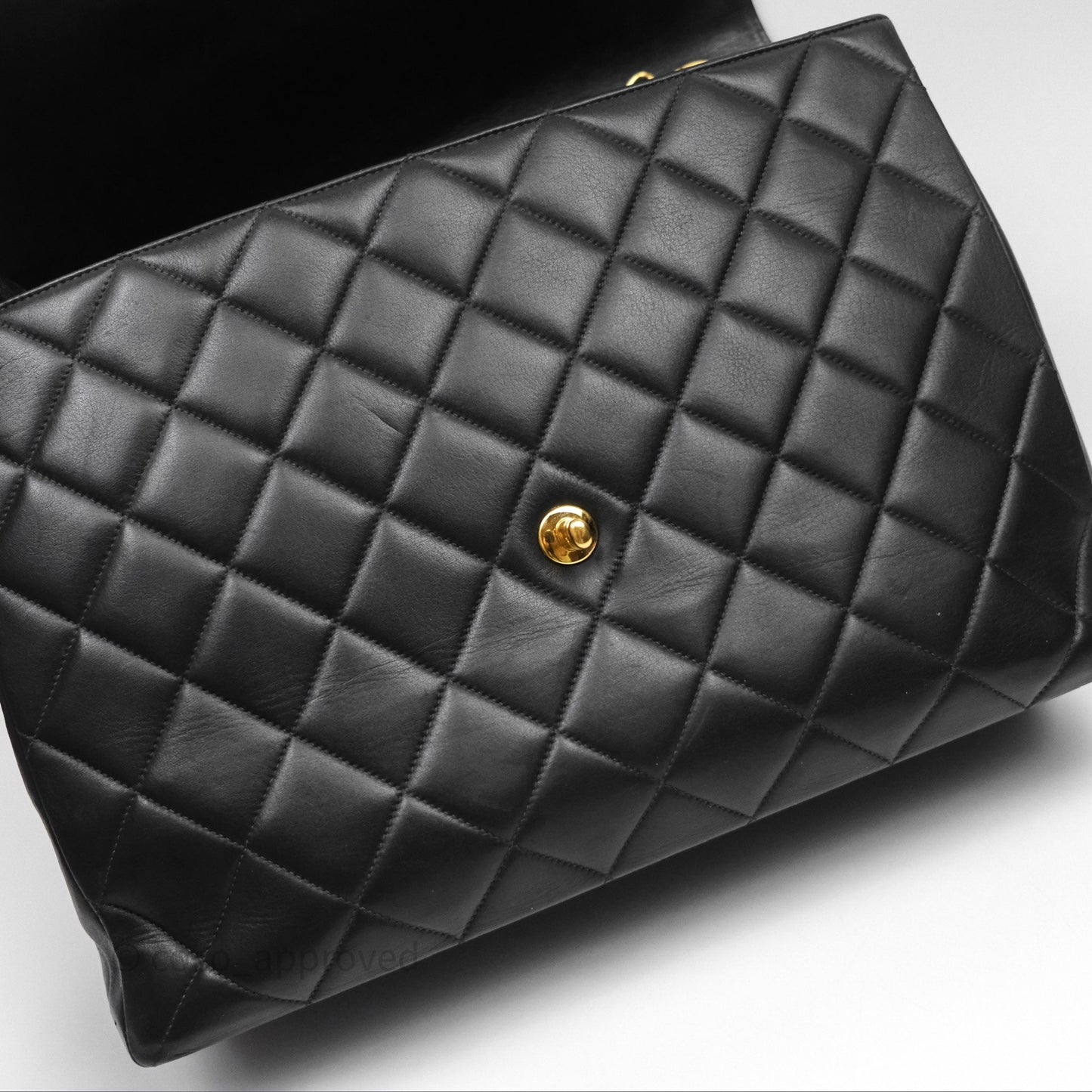 Chanel Vintage Maxi Quilted CC Flap Bag Black Lambskin Gold Hardware