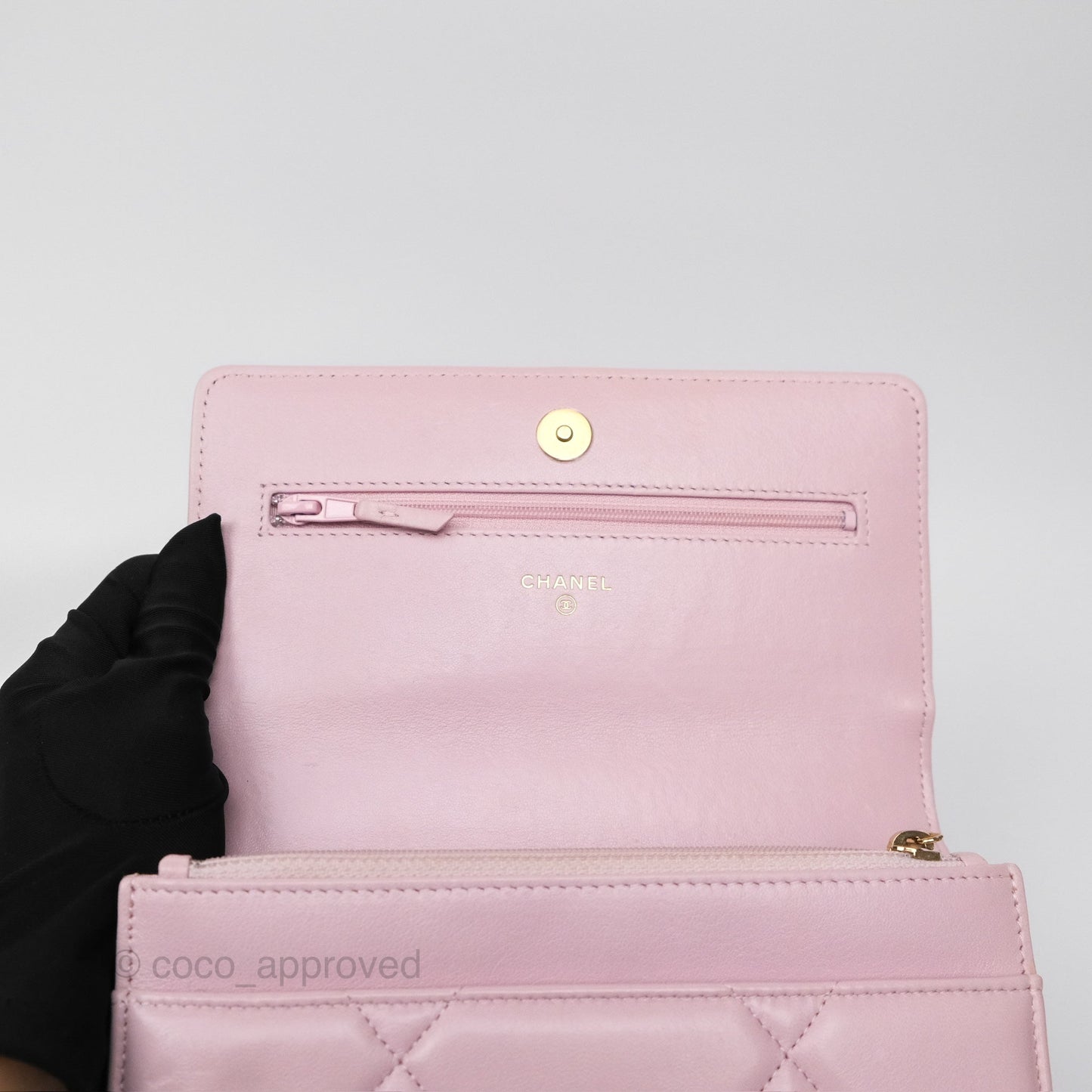 Chanel 19 Wallet on Chain WOC Light Pink Lambskin Mixed Hardware